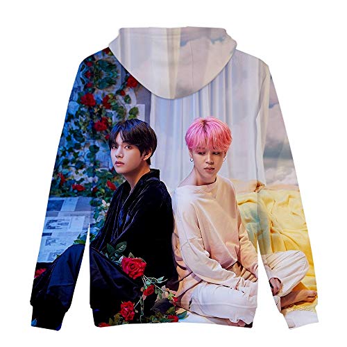 FAKDR Unisex Impresión 3D BTS Hoodies Pullover Sudadera,Adecuado para Niños, Niñas, Hombres, Mujeres,Ropa Casual De Manga Larga,Mejor Regalo,B,S