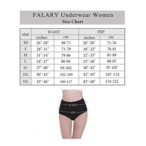FALARY Bragas Mujer Cintura Alta Algodón 5 Piezas Negro L FALARY Bragas Mujer Cintura Alta Algodón 5 Piezas Negro L