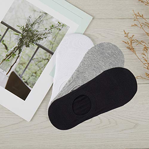 FALARY Calcetines Mujer Hombre 10 Pares Cortos Calcetines Invisibles tobillero Algodon Silicona Antideslizante Verano-grisblanco-4346