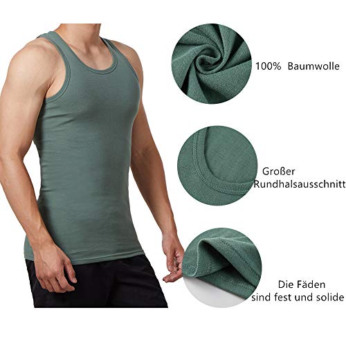 FALARY Camiseta de Tirantes para Hombre Pack de 5 de Algodón 100% más Colores Negro Azul Marino Oliva L FALARY Camiseta de Tirantes para Hombre Pack de 5 de Algodón 100% más Colores Negro Azul Marino Oliva L