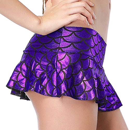 Falda con gradas de Cintura Baja de Color Caramelo para Mujer Falda de Charol Plisado Jupe Femme Wetlook Sexy Micro Mini Faldas Pole Dance Clubwear Mujeres