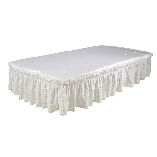 Falda de cama elástica con volantes, color sólido, para cama de 200 x 150 cm, caída de 38 cm