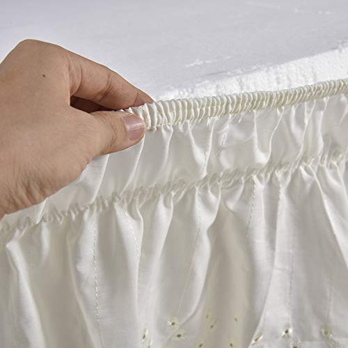Falda de cama elástica con volantes, color sólido, para cama de 200 x 150 cm, caída de 38 cm Falda de cama elástica con volantes, color sólido, para cama de 200 x 150 cm, caída de 38 cm