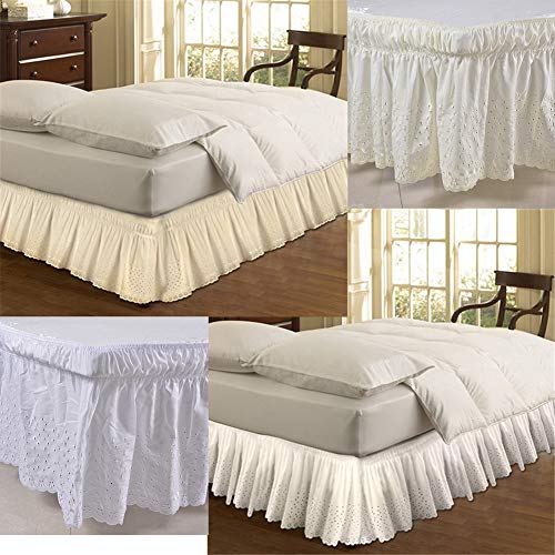 Falda de cama elástica con volantes, color sólido, para cama de 200 x 150 cm, caída de 38 cm Falda de cama elástica con volantes, color sólido, para cama de 200 x 150 cm, caída de 38 cm
