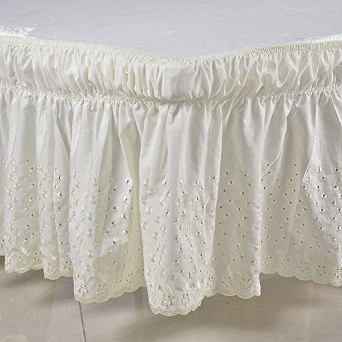 Falda de cama elástica con volantes, color sólido, para cama de 200 x 150 cm, caída de 38 cm Falda de cama elástica con volantes, color sólido, para cama de 200 x 150 cm, caída de 38 cm
