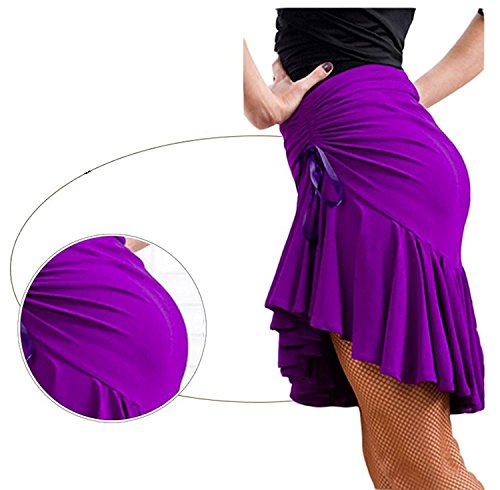 Falda de Danza Latina para Mujer Bailando Traje de Baile Tango Swing Rumba Cha Cha Bailando (Purple, L)