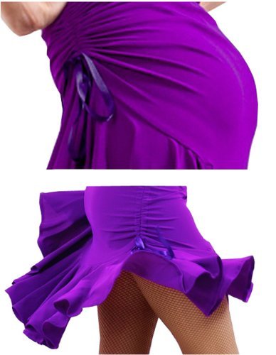 Falda de Danza Latina para Mujer Bailando Traje de Baile Tango Swing Rumba Cha Cha Bailando (Purple, L)