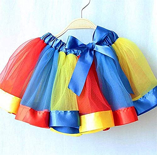 Falda de la ropa de la madre y la hija, vestidos de mamá y mí colorido arco iris tutú falda princesa niños niñas ballet danza vestido para madre e hija