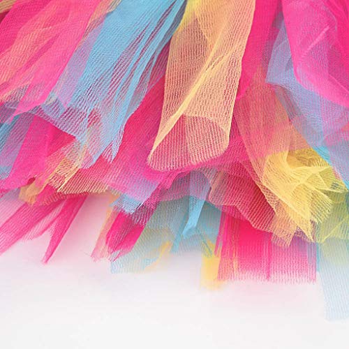 Falda del Tutu para Niña,SHOBDW Niños Bebé Regalos de Cumpleaños Elasticidad Fluffy Layered Rainbow Mini Pettiskirt Ballet Falda Fiesta de Regalo de Cumpleaños de Lujo Traje de Baile(A)