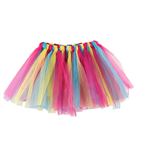 Falda del Tutu para Niña,SHOBDW Niños Bebé Regalos de Cumpleaños Elasticidad Fluffy Layered Rainbow Mini Pettiskirt Ballet Falda Fiesta de Regalo de Cumpleaños de Lujo Traje de Baile(A)