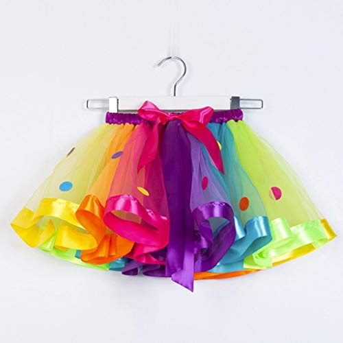 Falda del Tutu para Niña,SHOBDW Niños Regalo De Cumpleaños Color De Falda del Arco Iris Pettiskirt Bowknot Falda Princesa Danza Rendimiento Traje Mullido Tutu Vestido Ropa de Baile(B,1-3 Años)