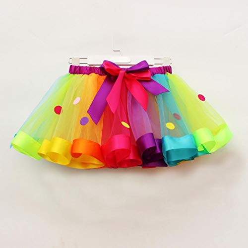 Falda del Tutu para Niña,SHOBDW Niños Regalo De Cumpleaños Color De Falda del Arco Iris Pettiskirt Bowknot Falda Princesa Danza Rendimiento Traje Mullido Tutu Vestido Ropa de Baile(B,1-3 Años)