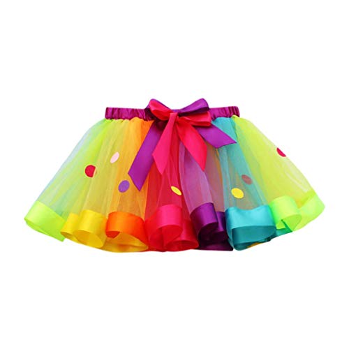 Falda del Tutu para Niña,SHOBDW Niños Regalo De Cumpleaños Color De Falda del Arco Iris Pettiskirt Bowknot Falda Princesa Danza Rendimiento Traje Mullido Tutu Vestido Ropa de Baile(B,1-3 Años)