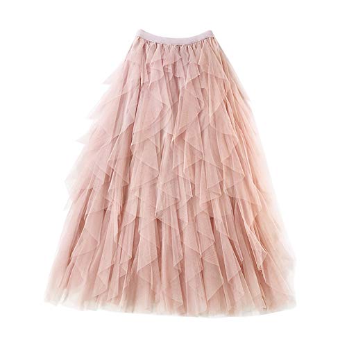 Falda Larga De Tul Fiesta De Tutú para Mujer Plisadas Faldas Cintura Elástica Pink Un tamaño Falda Larga De Tul Fiesta De Tutú para Mujer Plisadas Faldas Cintura Elástica Pink Un tamaño