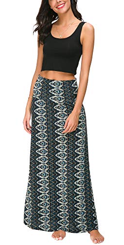 Falda Larga Maxi de Impresión de Estilo Bohemio de Las Mujeres Falda Ocasional (S, 2) Falda Larga Maxi de Impresión de Estilo Bohemio de Las Mujeres Falda Ocasional (S, 2)