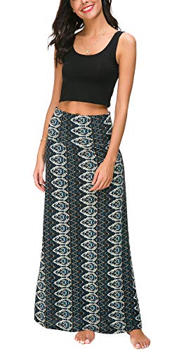 Falda Larga Maxi de Impresión de Estilo Bohemio de Las Mujeres Falda Ocasional (S, 2)