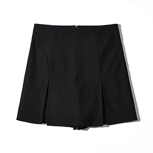 Falda Mujer,High Waist Street Split Mini Falda con Forro Corto Sexy A-Line Paquete Hips Mini Short Skater Party Femme Negro Cómodo Versátil Damas Bottom,S