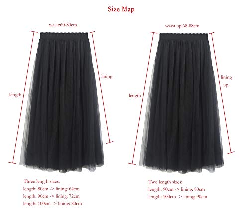 Falda Tul Larga Mujer 3 Capas de Tul Cintura Elástica Elegante Romántica de Fiesta Boda - Gris 100CM Falda Tul Larga Mujer 3 Capas de Tul Cintura Elástica Elegante Romántica de Fiesta Boda - Gris 100CM
