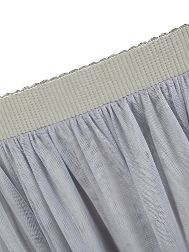 Falda Tul Larga Mujer 3 Capas de Tul Cintura Elástica Elegante Romántica de Fiesta Boda - Gris 100CM