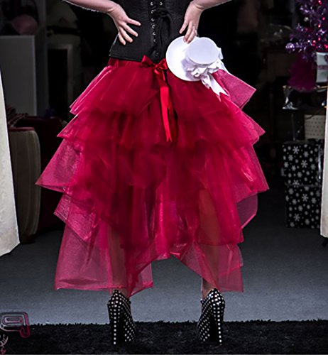 Falda Tul Mujer Tutu Años 50 Vintage Irregular Ballet Enaguas Gothic Steampunk Danza Ropa Fiesta Modernas Swing Petticoat Traje De Carnaval (Color : Rojo, Size : One Size)