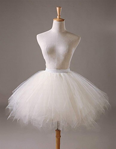 Faldas de Tulle Falda Corta de Cancan de Las Mujeres Retro Falda Rockabilly Traje de Danza Ballet Tutu Pettiskirt Traje de Carnaval (Contorno de Cintura: 23.62-35.4 Pulgadas, Blanco)