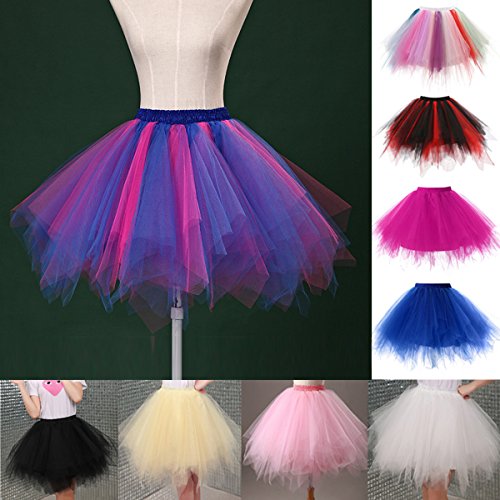 Faldas de Tulle Falda Corta de Cancan de Las Mujeres Retro Falda Rockabilly Traje de Danza Ballet Tutu Pettiskirt Traje de Carnaval (Contorno de Cintura: 23.62-35.4 Pulgadas, Blanco)