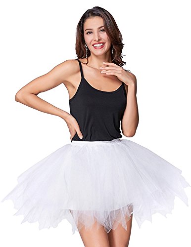 Faldas de Tulle Falda Corta de Cancan de Las Mujeres Retro Falda Rockabilly Traje de Danza Ballet Tutu Pettiskirt Traje de Carnaval (Contorno de Cintura: 23.62-35.4 Pulgadas, Blanco)