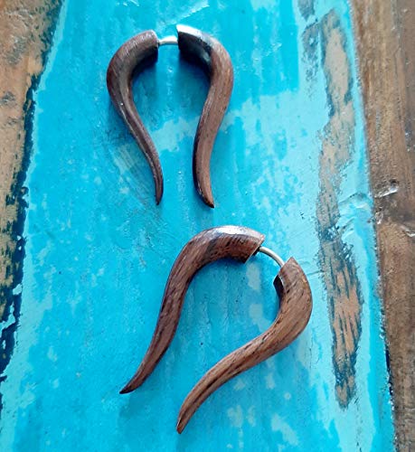 Falso dilatador de madera, pendientes étnicos, para expander Wood Wooden Fake en espiral Falso dilatador de madera, pendientes étnicos, para expander Wood Wooden Fake en espiral