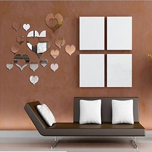 FAMILIZO Inicio 15Pcs 3D del CorazóN ExtraíBle DecoracióN del Arte Pegatinas De Pared Decoración De La Habitación