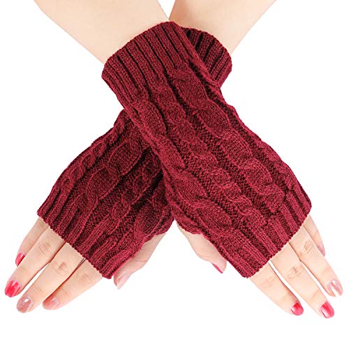 Familybox Guantes Sin Dedos Mujer, 4 Pares Guantes Brazo Manoplas sin dedos Mitones de punto, Calentadores de brazo Mitones Manoplas de punto Mitones Guantes de invierno para Mujeres