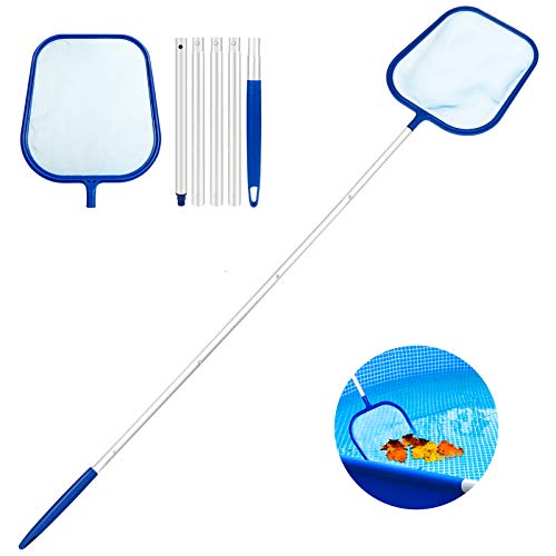 Familybox Red de Piscina Kit, Skimmer Recoge Hojas Recogehojas para Pisina con Barra telescópica de Aluminio Desmontable de Limpieza Kit de Mantenimiento para Piscinas (Skimmer Piscina Desnatadora)