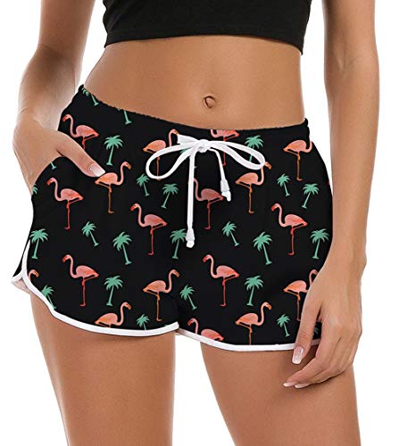 Famosas señoras Casual Swim Trunks Funny Rainbow Unicorn Impreso Shorts de Playa con cordón Cintura Activa Fitness Entrenamiento Deportes Yoga Jogging Shorts Traje de baño Parte Inferior M