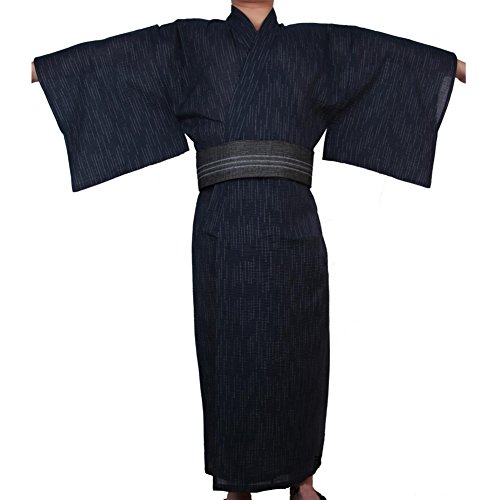 Fancy Pumpkin Kimono japonés de Yukata de los hombres de Jinbei Kimono casero de la bata del pijama del traje # 09 [talla L]