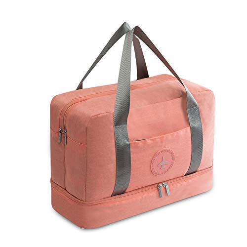 FANDARE Bolsa de Viaje Bolsa de Deporte Plegable Bolsa de Gimnasio Bolsa de Natación para Playa Bolsa Portátil para Hombres/Mujeres con Compartimento para Zapatos Impermeable Poliéster Naranja