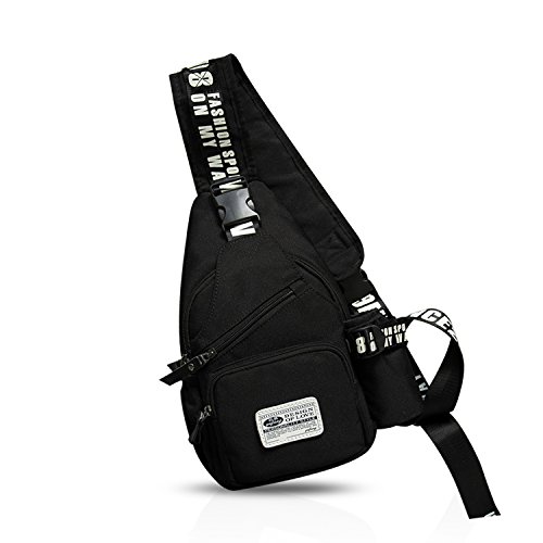 FANDARE Unisexo Bolso Pecho Ultraligero Bolsos de Hombre Mujeres Mochila Bolsos Cruzados Sling Crossbody Daypacks Bandoleras Cruzada para Escuela Viaje Deportes Gimnasio Senderismo Ciclismo Negro