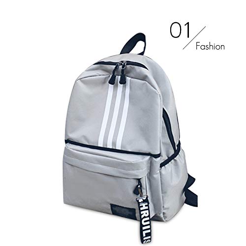 FANDARE Unisexo Mochila Bolsa de Escuela Hombres/Mujeres School Bag Adolescente Mochila Niña/Niño Viaje Mochilas Camping Daypack Poliéster Gris