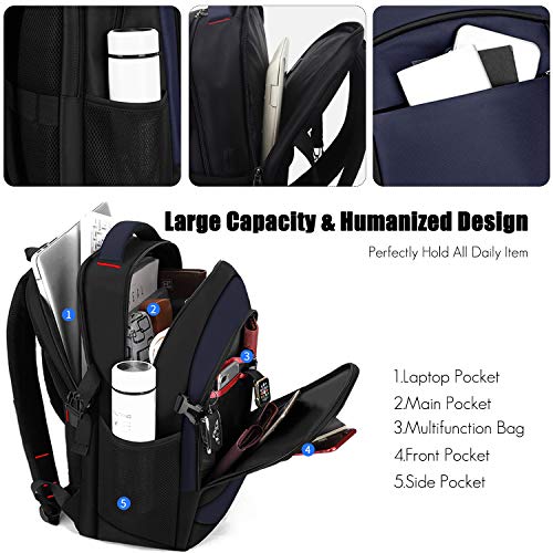 FANDARE Unisexo Mochila Laptop Mochila Ordenador Portatil 15.6 Pulgadas Mochilas Escolares con Puerto de Carga USB para Mujer Hombre Diario Negocio Trabajo Viaje Bolsas Escolares Gris