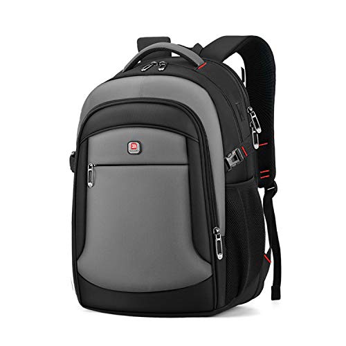 FANDARE Unisexo Mochila Laptop Mochila Ordenador Portatil 15.6 Pulgadas Mochilas Escolares con Puerto de Carga USB para Mujer Hombre Diario Negocio Trabajo Viaje Bolsas Escolares Negro Gris