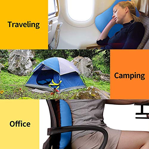 FANDE Almohada de Viaje Inflable, Almohada Hinchable, Almohada Inflable Ultraligera, Compresible, Plegable, Hinchable Pillow para Camping, Viaje, Exterior (Azul)