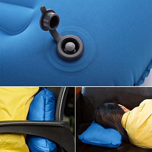 FANDE Almohada de Viaje Inflable, Almohada Hinchable, Almohada Inflable Ultraligera, Compresible, Plegable, Hinchable Pillow para Camping, Viaje, Exterior (Azul)