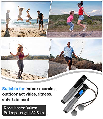 Faneam Cuerda para Saltar Adulto Ajustable Combas de Alta Velocidad sin Cable,Comba de Salto con Contador Tiempo Calorías Hombre y Mujer,Incluye 2 Comba para Boxeo Crossfit MMA Dobles 3M Faneam Cuerda para Saltar Adulto Ajustable Combas de Alta Velocidad sin Cable,Comba de Salto con Contador Tiempo Calorías Hombre y Mujer,Incluye 2 Comba para Boxeo Crossfit MMA Dobles 3M