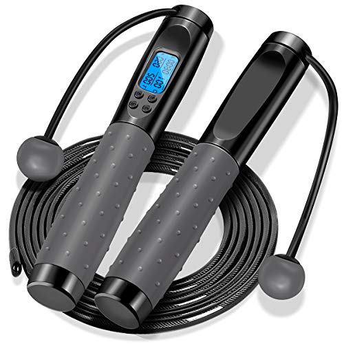 Faneam Cuerda para Saltar Adulto Ajustable Combas de Alta Velocidad sin Cable,Comba de Salto con Contador Tiempo Calorías Hombre y Mujer,Incluye 2 Comba para Boxeo Crossfit MMA Dobles 3M Faneam Cuerda para Saltar Adulto Ajustable Combas de Alta Velocidad sin Cable,Comba de Salto con Contador Tiempo Calorías Hombre y Mujer,Incluye 2 Comba para Boxeo Crossfit MMA Dobles 3M