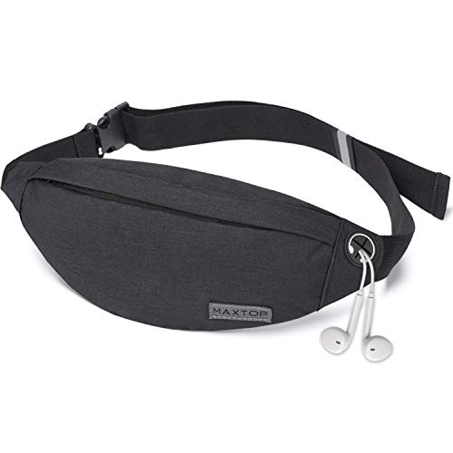 Fanny Pack - Riñonera Unisex con Conector para Auriculares y 3 Bolsillos con Cremallera, cinturón Ajustable, Bolsa para Entrenamiento al Aire Libre, Viajes, Casual, Correr, Senderismo (Negro) Fanny Pack - Riñonera Unisex con Conector para Auriculares y 3 Bolsillos con Cremallera, cinturón Ajustable, Bolsa para Entrenamiento al Aire Libre, Viajes, Casual, Correr, Senderismo (Negro)