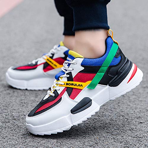 Fannyfuny Hombres Zapatillas Running Deportivas de Cordones Transpirables Casuales Zapatos Sneakers Gimnasio Antideslizante Zapatillas Ligeros Respirable Al Aire Libre High-Top Asfalto