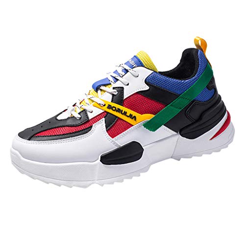 Fannyfuny Hombres Zapatillas Running Deportivas de Cordones Transpirables Casuales Zapatos Sneakers Gimnasio Antideslizante Zapatillas Ligeros Respirable Al Aire Libre High-Top Asfalto