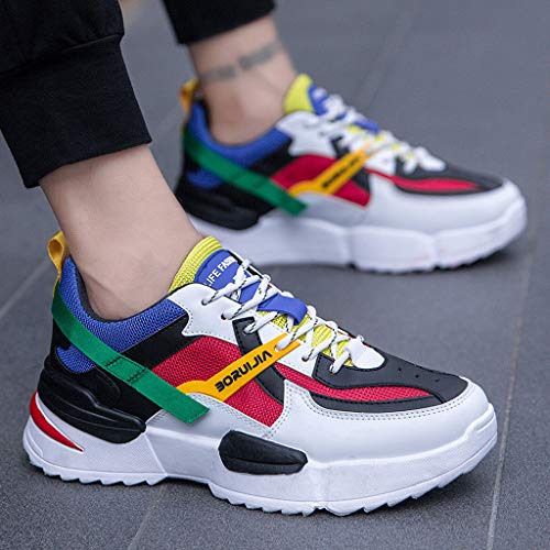 Fannyfuny Hombres Zapatillas Running Deportivas de Cordones Transpirables Casuales Zapatos Sneakers Gimnasio Antideslizante Zapatillas Ligeros Respirable Al Aire Libre High-Top Asfalto