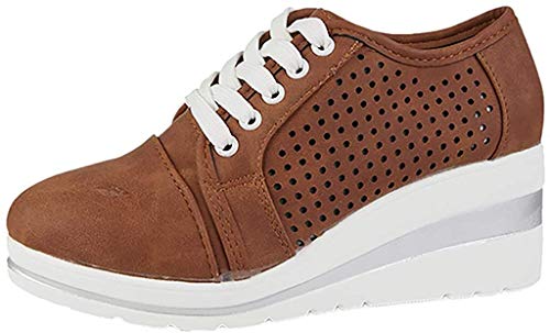 Fannyfuny Zapatos para Correr Mujer Zapatillas de Deportivo Sneakers Ligeros Zapatos Casuales de Deporte Low Top Calzado Transpirables Fitness Comodos Zapatillas de Cuña