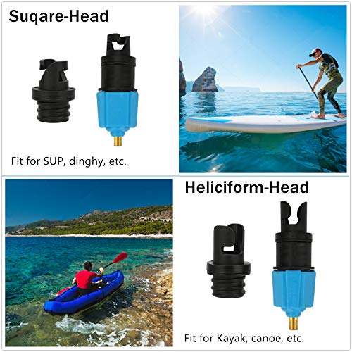 Fansjoy Adaptador de Bomba Sup, Accesorios Kayak Adaptador de Válvula de Aire Convertidor con 4 Boquillas para Sup, Canoa, Barco Inflable, Tabla Paddle Surf Hinchable, Bote de Remos Inflable (Azul)
