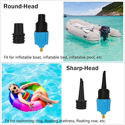 Fansjoy Adaptador de Bomba Sup, Accesorios Kayak Adaptador de Válvula de Aire Convertidor con 4 Boquillas para Sup, Canoa, Barco Inflable, Tabla Paddle Surf Hinchable, Bote de Remos Inflable (Azul)