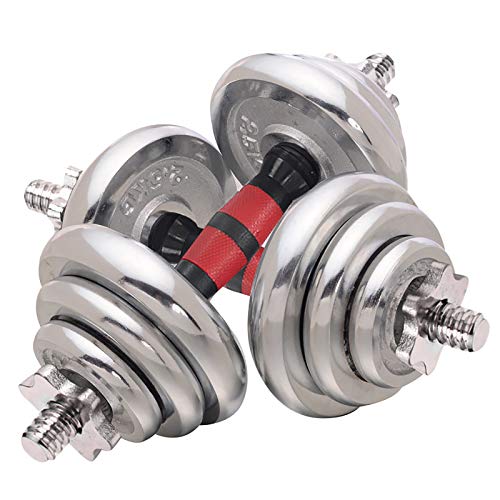 Fanuosuwr Mancuerna Práctica 15kg / 20kg / 30kg Electroplating Dumbbell Dumbbell Dumbbell Dumbbell Ajustable con Maleta Ampliamente Utilizado (Color : Silver, Size : 15kg)